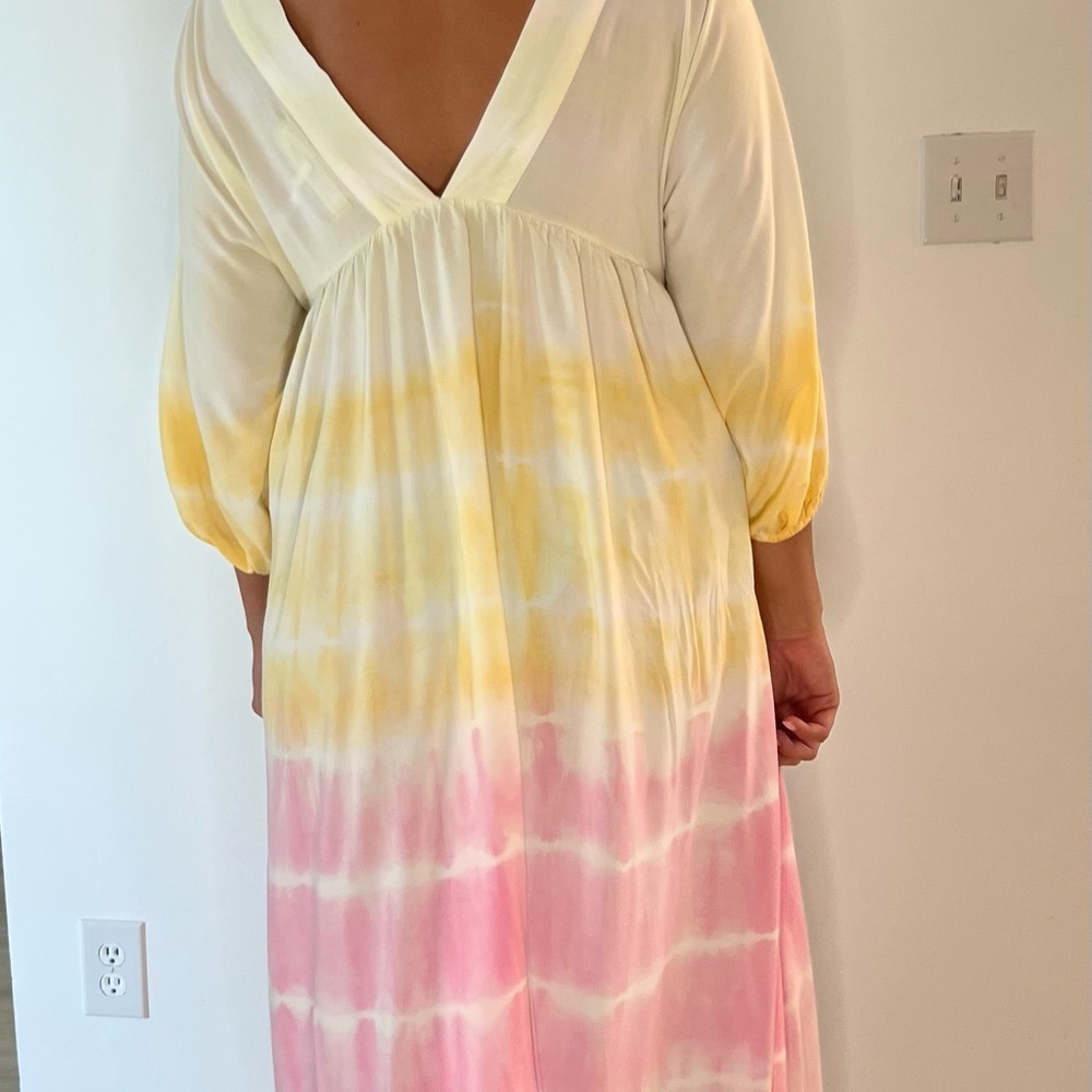 Anthropologie Tie-Dye Dress removable flower,  beach cover up sz M, romantic - Picture 3 of 7